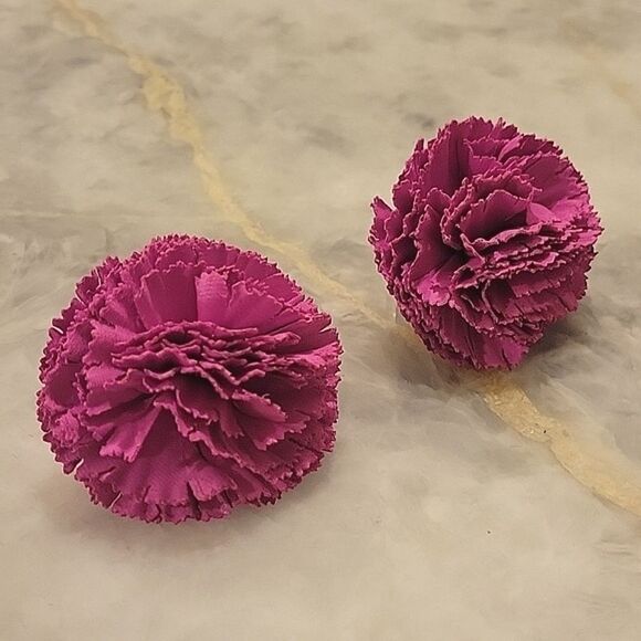 NWT Kate Spade RARE Pink Carnation Flower Fiesta Pom Rosette Large Earrings NEW - Picture 1 of 6